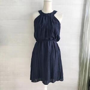 Gilli - Navy blue pleated textured blouson dress, sz S